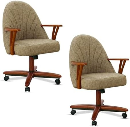 Chromcraft Bailey Swivel-Tilt Caster Dining Chair - Walnut - Mocha - 2pc