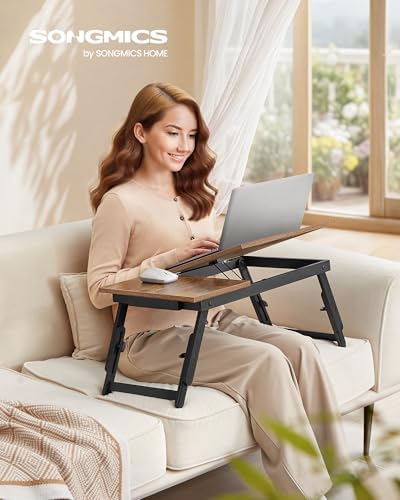 SONGMICS Bed Laptop Desk, Folding Bed Table Adjustable Angle and Height