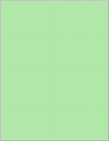 Limited Papers (TM) 8.5x11 Perforated Paper, 20/50 Pound, 75 GSM, Variety of Perforation Sizes and Colors, for Forms, Tickets, Postcards, Business Cards. (Green, 8 up)