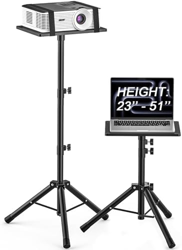 GLEAM Projector Stand Tripod from 23" to 51", Laptop Tripod Stand with Elastic Band, Height Adjustable for Office, Home, Stage, Studio, Multifunctional DJ Rack Stand