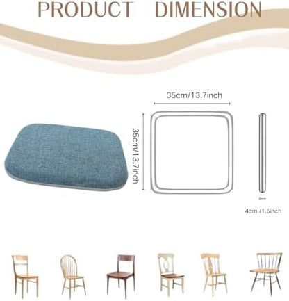 High Resilience Memory Foam Chair Cushion 13"x13"x2" Set of 2 Square Chair Pads and Washable Cover Non Slip Seat Cushions for Indoor Dining Room Kitchen and Office Chairs (Green,13"x13")