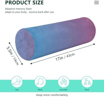 Round Bolster Pillow Cervical Neck Roll Pillow Round Pillows Decorative Throw Pillows Cylinder Cover Neck Support Pillow Blue Gradient Design