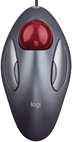 Logitech Trackman Marble Mouse, Four-Button, Programmable, Dark Gray (Renewed)