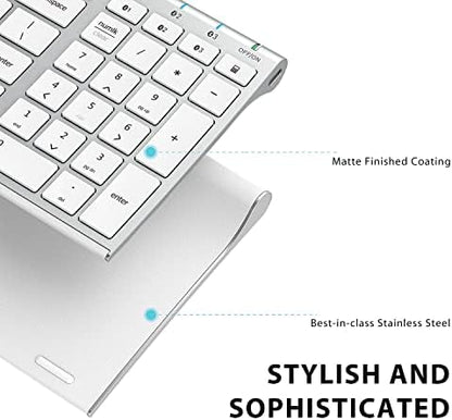 iClever BK10 Bluetooth Keyboard, Universal Bluetooth 5.1 Wireless Keyboard with Number Pad, Ergonomic Design, Multi-Device Compatibility, Stable Connection for Mac, iPad, iPhone, Android, Windows