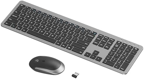 seenda Rechargeable Wireless Keyboard and Mouse Combo, Gray & Black