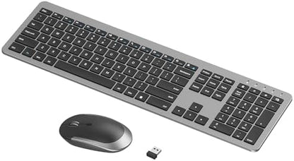 seenda Rechargeable Wireless Keyboard and Mouse Combo, Gray & Black