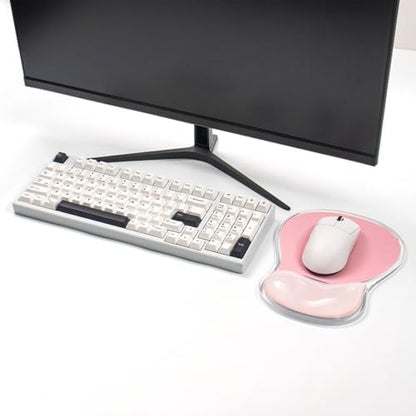 Pink Mouse Pad with Gel Wrist Rest Support, Comfortable Ergonomic Mousepad