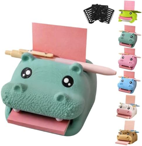 Hippo Note Toad Desk Organizer Sticky Note Holder, with 3 Writing Guides