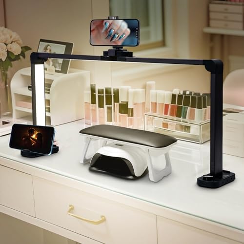 CGBE Nail Desk Lamp for Nail Tech: 33.5" Foldable Half Moon Light, Black