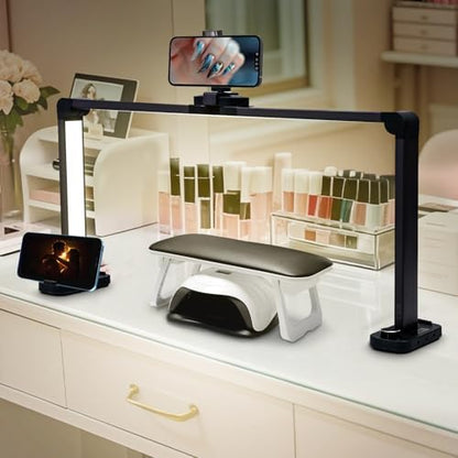 CGBE Nail Desk Lamp for Nail Tech: 33.5" Foldable Half Moon Light, Black
