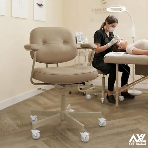 AXL 10mm Stem, IKEA Office Chair Wheels, 2.5 Inch Rollerblade Casters with Gap-Free Bracket for Safe Barefoot Rolling, Quiet & Floor-Safe, (IKEA 10mm) (White/Clear, 2.5 inch White)