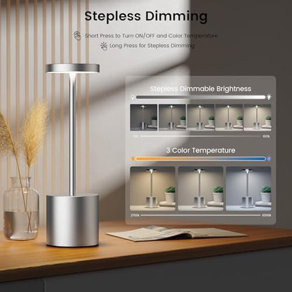 Cordless Table Lamp Rechargeable,Battery Powered LED Outdoor Table Light