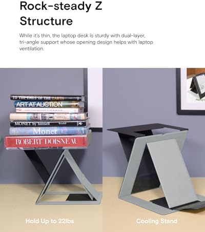 MOFT Folding Laptop Stand Lap Desk, Portable & Mini Computer Stand Laptop Desk for Travel and Home Office, Ergonomic Design with Adjustable Viewing Angles, Lightweight Computer Cooling Riser, Black
