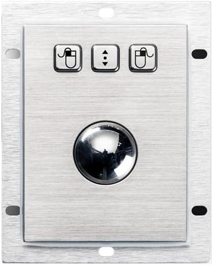 Embedded Mechanical Trackball Mouse USB PS2 Panel Mount 38mm Metal Rollerball Industrial Pointing Device(USB Interface,Stainless Steel)