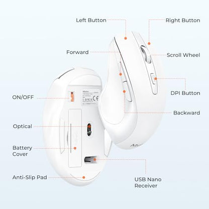 MEETION White Wireless Keyboard and Mouse Combo, Full-Size with Wrist Rest