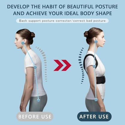 Back Brace Posture Corrector, Adjustable Posture Back Brace, Men/Women back posture corrector, Upper and Lower Back Pain Relief - Scoliosis, Hunchback, Spine Corrector (L)