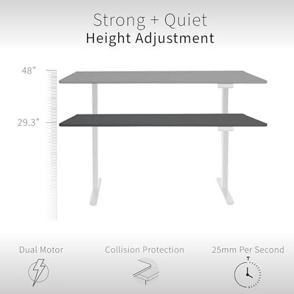 VIVO Electric 60 x 30 inch Standing Desk with Concealed Trays and Full-Size Mouse Pad, Dual Motor Memory Controller Height Adjustment, Black Top White Frame, DESK-KIT-E2W-P3B