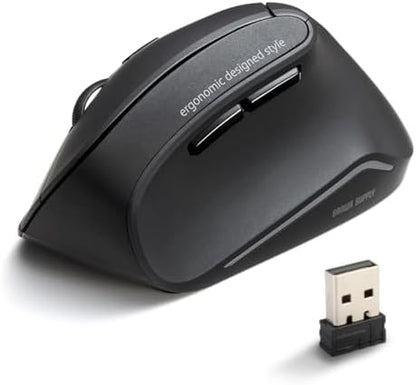 SANWA 2.4G Wireless Ergonomic Mouse, Silent Click Vertical Mouse, Black