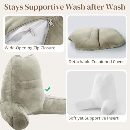 Sasttie Reading Pillow for Bed, Back Pillow for Sitting Up, Linen