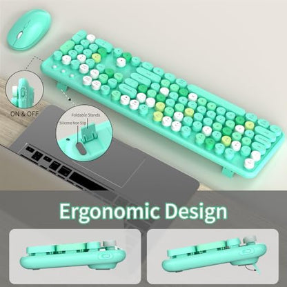 Colorful Wireless Keyboard and Mouse Combo, Green Colorful