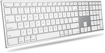 OMOTON Full Size Wireless Keyboard for Mac, Metal Frame, Silver