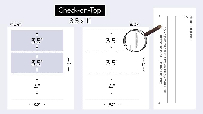 Compuchecks Check on Top Blank Check Paper - 25 Pack, Quick-Books & Laser Printer Compatible - Security Business Checks with Voucher - 8.5" x 11" Blue Marble