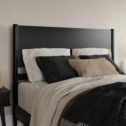 Modern Queen Wood Panel Headboard, Black