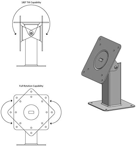 180 Tilting 360 Rotating Metal Mount Support 75x75 100x100 VESA Used as Desktop Stand or Wall Mount(Black)