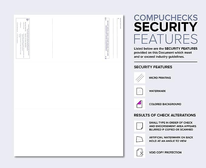 Business Voucher Check Stock - 2500 Sheets, Check on Top, Blue/Red Prismatic