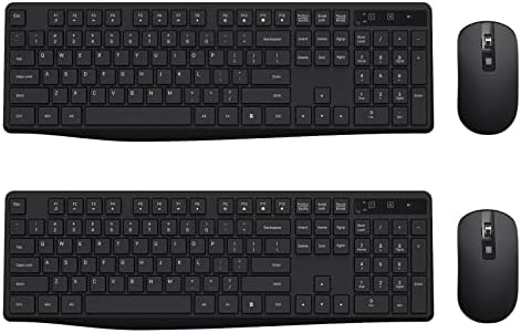 2.4G Wireless Keyboard Mouse Combo Full-Sized for Computer(2 Pack, Black)