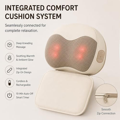 Cordless Neck Massager Pillow with Heat, Deep Tissue Cervical Massage