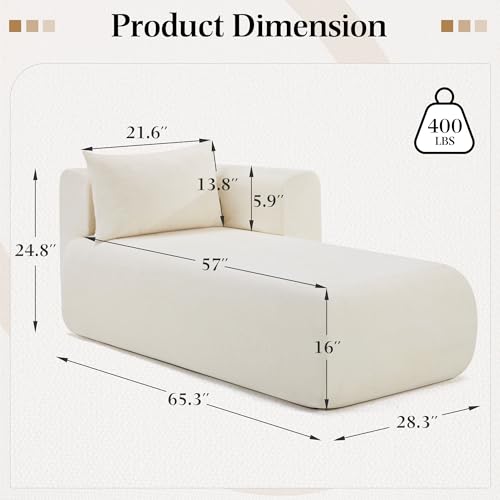 Upholstered Chaise Lounge Indoor, Boucle Comfy Fluffy Lounge Sofa