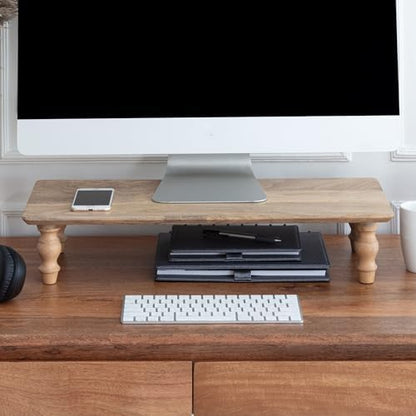 Anji Mountain Monitor Stand for Desk - Desktop Organizer & Laptop Riser, Ergonomic Monitor Riser, Space-Saving, Durable, Easy Assembly & Ideal for Home & Office,Natural, 24-Inch, Classic