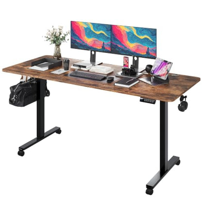 Large Electric Standing Desk 71“x31.5“ Height Adjustable,Brown