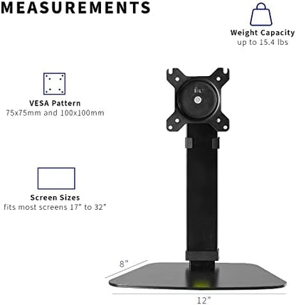 VIVO Mechanical Free Standing Single Monitor Mount Desk Stand, Tall Height Adjustable Arm for Screens up to 32 inches, Black, STAND-V001V