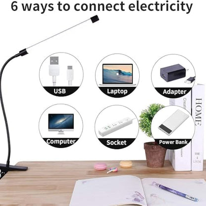 LED Desk lamp with Clamp, Eye Caring Clip,Desk Lamps for Home Office, Desk Light 3 Modes 10 Brightness, Long Flexible Gooseneck Led Lamp Office Lamp with USB Adapter