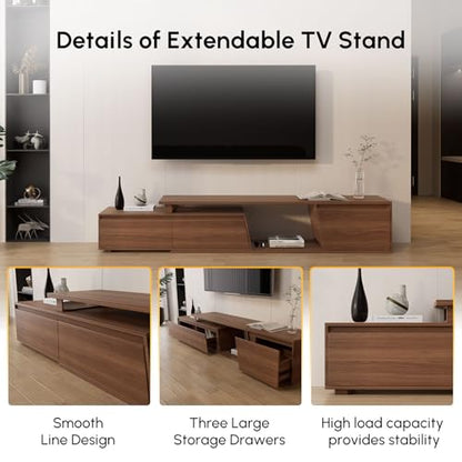 Extendable TV Stand, Walnut Media Console