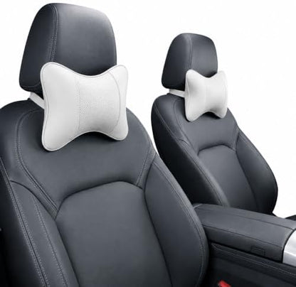 Car Pillow for Driving Seat Soft Leather Headrest Neck Support 2PCS