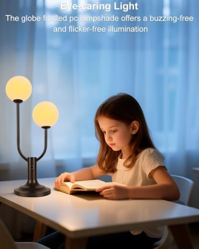Lightdot Black Globe Table Lamp for Bedroom Gift G9 Bulbs Included Dimmable