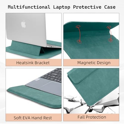 15-16 Inch Laptop Sleeve Case with Stand Feature, Matte PU Leather