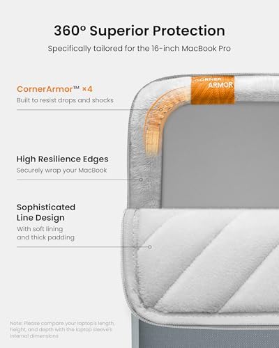tomtoc 360° Protective Laptop Sleeve for 16-inch New MacBook Pro M5 Pro/Max
