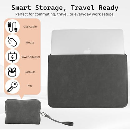 13.3-14 Inch Laptop Sleeve Case with Stand Feature,Matte PU Leather