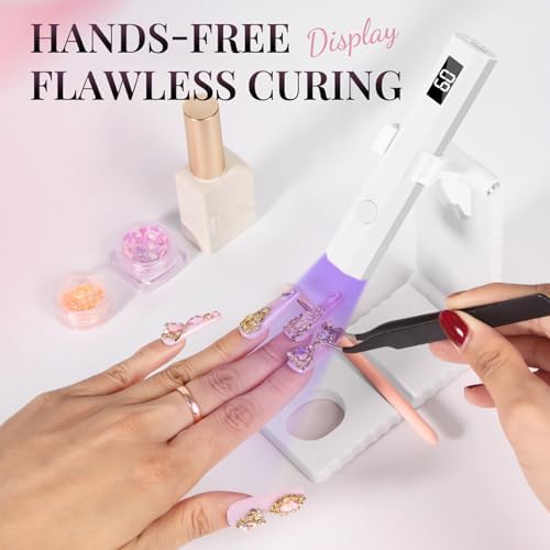krofaue Cordless UV Nail Light with Stand, Digital Display, 2 Timers
