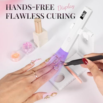 krofaue Cordless UV Nail Light with Stand, Digital Display, 2 Timers