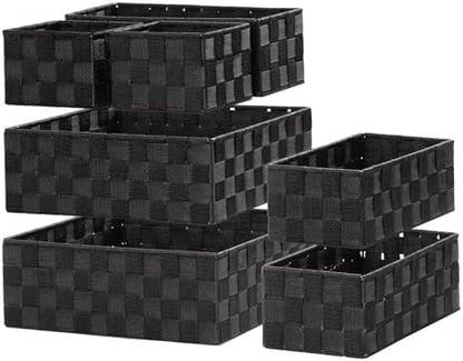 Posprica Small Baskets for Organizing(7 Set) Woven Storage for Shelves, Bathroom, Decorative Closet Organizer, Dresser Bins, Shelf
