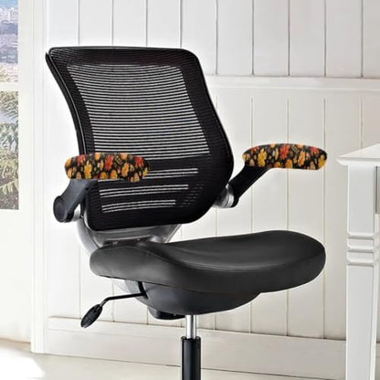 2 Piece Office Chair Arm Rest Covers Pumpkin Maple Leaf Printed Anti-Dust Removable Gaming Chair Arm Rest Covers with Elastic Band Washable Home Decorative Accessories