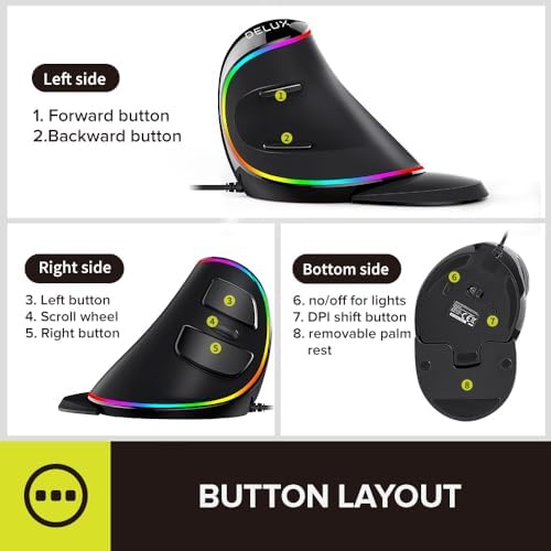 DELUX Full Size Ergonomic Split Keyboard and Vertical Mouse Combo, GM909 Wireless Split Keyboard and M618PLUS RGB Vertical Mouse for Large Hands (GM909-M618PLUS RGB)