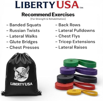 LibertyUSA Resistance Bands, Pull Up Assist Bands - Workout Bands for Strength Training, Exercise, Stretching, Physical Therapy, Fitness for Men & Women