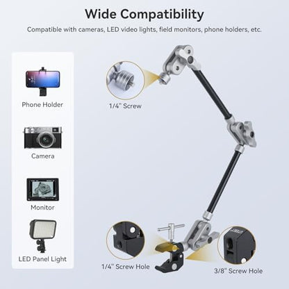 UTEBIT 22" Magic Arm w Clamp Mount, Overhead Desk Phone Mount 1/4" Thread