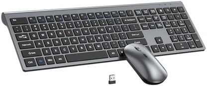 Wireless Keyboard and Mouse Combo, Ultra Slim Full Size Silent Keyboard